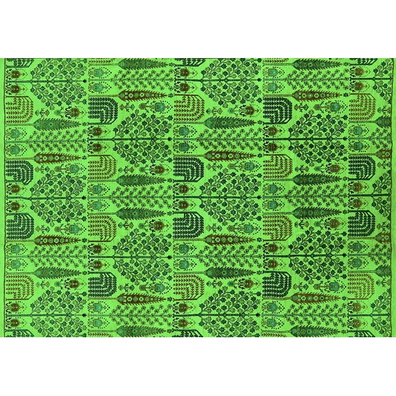 Ahgly Company Indoor Rectangle Oriental Green Industrial Area Rugs, 3' x 5'