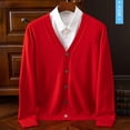 thumbnail image 5 of Men's Knit Cardigan Sweater Casual Loose Fit Korean Style Button Up Outerwear For Spring Fall Winter Season Workwear Men's Trench Coat Plus Size Winter Cardigan for Men, 5 of 6