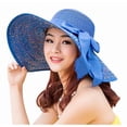 thumbnail image 3 of Home Cal Women Foldable Straw Hat Bowknot Decor Beach Seaside Vacation Hat Lady Floppy Cap UPF 50+,Dark Blue, 3 of 7