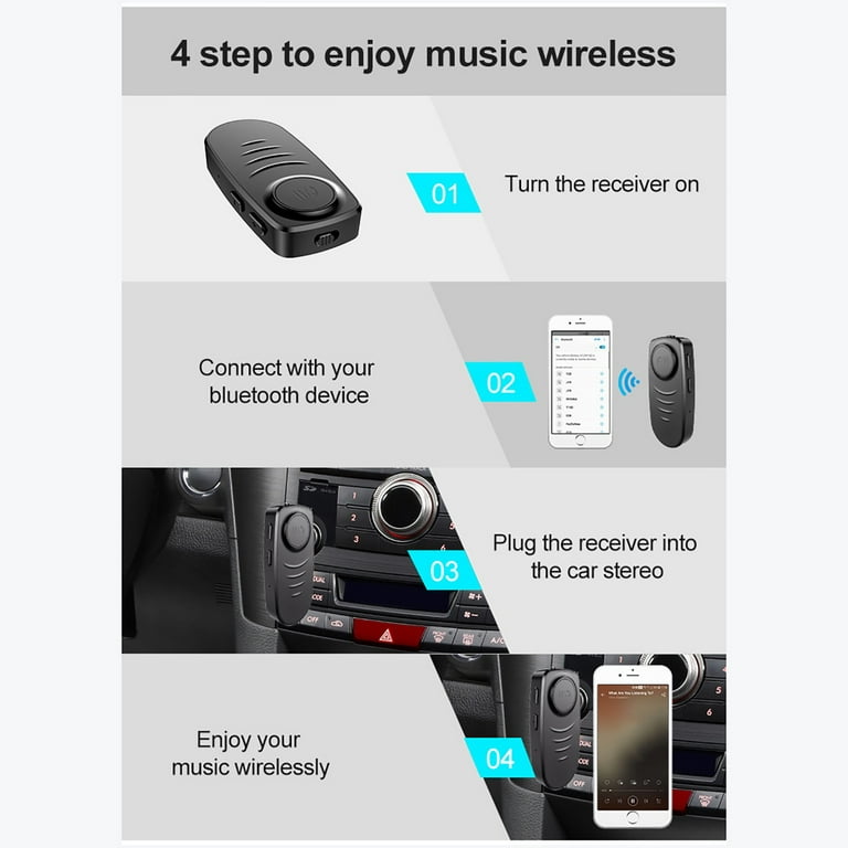 Ykohkofe Adapter Wireless Car mm A2dp 5.0 Bluetooth Receiver- Jack J19 Aux Wireless 3.5 Car FM, Size: One size, Black