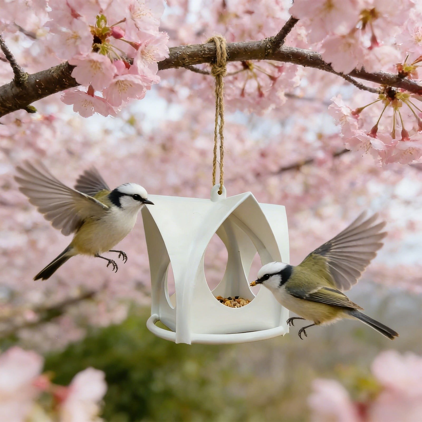 Lunxisen 3 Pcs Bird Feeders for Outdoors Hanging Separate Compartments, Feeding Ports, Weatherproof, Large Capacity