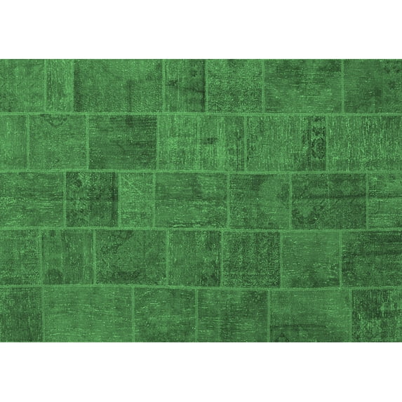 Ahgly Company Indoor Rectangle Patchwork Emerald Green Transitional Area Rugs, 5' x 8'