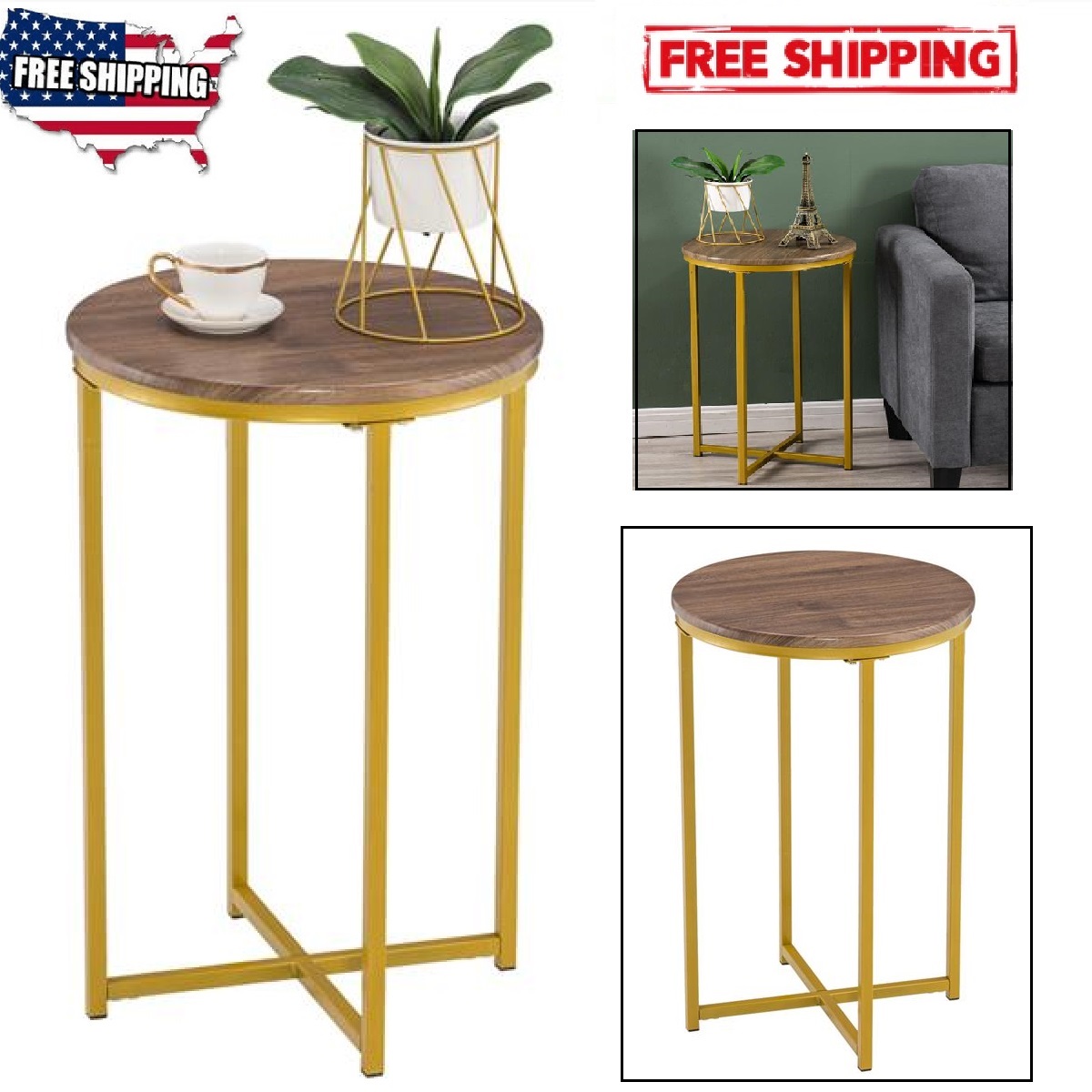 Goorabbit Round End Tables For Living Room,Modern Coffee Table Circle