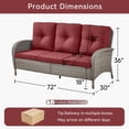 thumbnail image 7 of Unnifurnzi Patio Wicker Sofa-All Weather Rattan 3 Seater Patio Couch Outdoor Patio Couch for Deck Lawn Porch Balcony Poolside-Gray/Red, 7 of 7