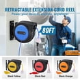 thumbnail image 2 of 80 FT Retractable Extension Cord Reel, Heavy Duty 12AWG/3C SJTOW Power Cord, Lighted Triple Tap Outlet, 15A Circuit Breaker, Wall/Ceiling Mount, 2 of 7