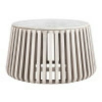 Cyprus Coffee Table White & Whitewashed Coffee Table, Modern Style, Natural Marble round shape tabletop, MDF, Indoor Living