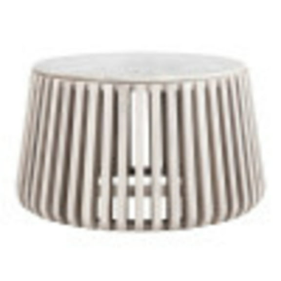 Cyprus Coffee Table White & Whitewashed Coffee Table, Modern Style, Natural Marble round shape tabletop, MDF, Indoor Living