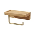 thumbnail image 1 of Accesorios de baño de madera de nogal, soporte de papel higiénico de aluminio de aviación con estante resistente a la humedad para dormitorio, baño, cocina, 1 of 5