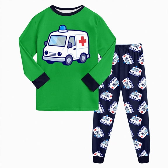 NOLDARES 2 Piece Toddler Baby Boy Fall Winter Clothes Long Sleeve Sweatshirt Tops Elastic Waist Pants Cute Print Outfits Clothing Set(Green,3-4 Y)
