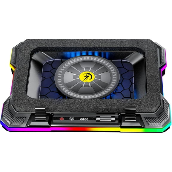 Gaming Turbofan Laptop Cooling Pad with 10°C-35°C Temperature Drop, Full Sealed Foam Stand for 14-19 inch Laptops