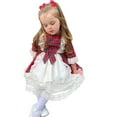 thumbnail image 3 of dmqupv Girls' Dresses Toddler Girls Christmas Long Sleeve Lace Plaid Princess Dress Xmas Party Ruffles Dresses, 3 of 9