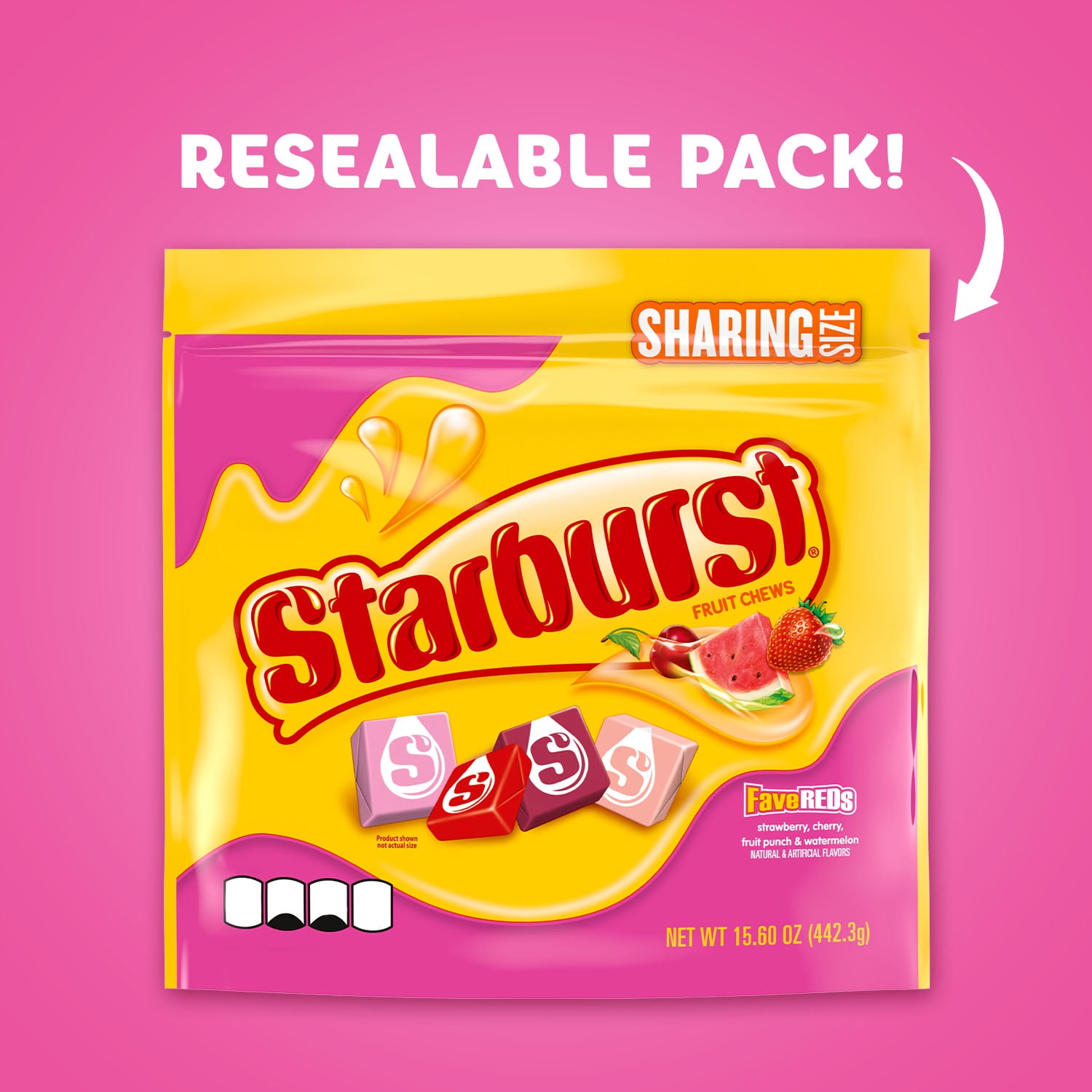 Starburst FaveREDs Fruit Chews Chewy Candy Party Size 50 Ounce Resealable Bag