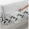 thumbnail image 2 of Flower Bed Skirt, Design Floral Pattern with Plantain Greyscale Print, Elastic Bedskirt Dust Ruffle Wrap Around for Bedding Decor, 4 Sizes, Dark Blue Grey Dark Grey, by Ambesonne, 2 of 2