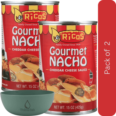 Ricos Gourmet Nacho Cheddar Cheese Sauce 15 oz Shelf-Stable Pack of 2 with Bowl by OMA
