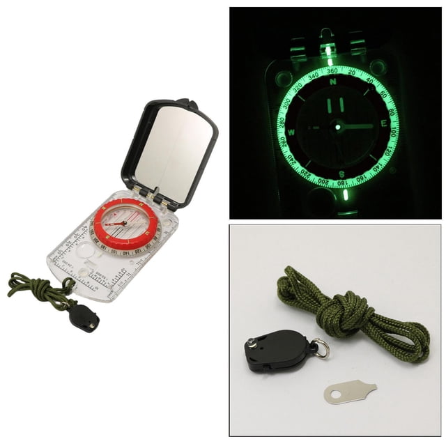 Pocket Army Compass Magnifier Map Ruler signal kids hunting global Outdoor Camping Hunting Boating