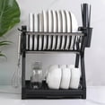 thumbnail image 4 of Dish Drying Rack Dish filter Mat Countertop Rack Drying Rack Dish Dish filter Display Countertop Display Stand Multifunctional for Countertop Black, 4 of 8