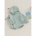 thumbnail image 3 of FOCUSNORM Barboteuse à Capuche pour Bébé Manches Longues Poche Poitrine Couleur Unie Justaucorps Combinaison de Jeu pour Nouveau-Né, 3 of 9