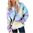 thumbnail image 4 of Womens Tie Dye Hoodies Print Fleece Hooded Sweatshirt Lightweight Casual Pullover Long Sleeve Drawstring Clothes with Pocket, 4 of 5