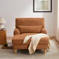 thumbnail image 3 of Condemo Modern Linen Fabric Indoor Chaise Lounge Chair for Bedroom, Living Room, Office, Orange-red, 3 of 7