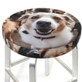 thumbnail image 3 of KLL Realistic Cute Puppy Round Bar Chair Cushion Cover 12 inch ,Bar Stool Protector with Elastic, Soft Washable, 3 of 6