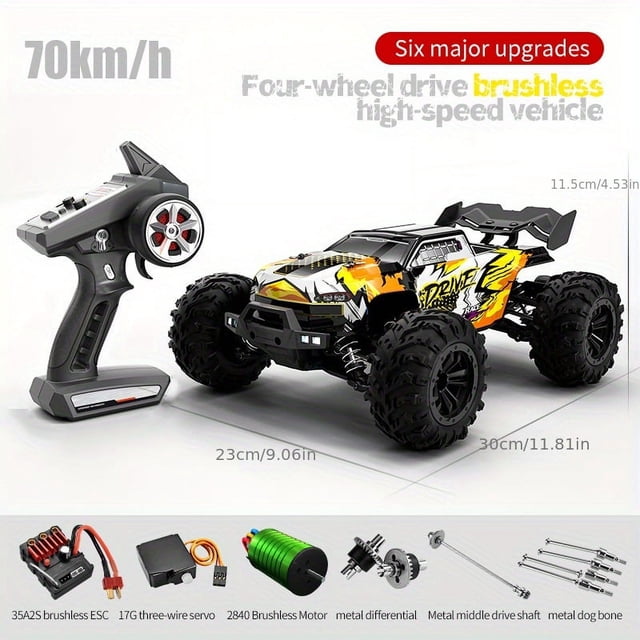 New Q117 2.4GHz Remote Control Car 70km/h Professional Level 2840 Brushless Motor (4000KV Value) 1:16 Four-wheel Drive Alloy High-speed Climbing Off-road Racing Bigfoot Car