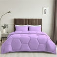 thumbnail image 2 of 5 Piece Honeycomb Design Comforter Set, 800 TC, 100% Egyptian Cotton, Oversized Super King Size Lilac Solid, 2 of 5