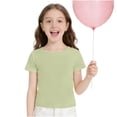 thumbnail image 6 of Jalioing Girls T Shirt Short Sleeve Ribbed Knit Summer Shirts Fashion Crew Neck Plain Blouses for Kids 1-10 Years, 6 of 8