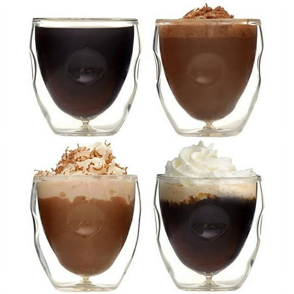 Moderna Artisan Series Double Wall 2 oz Beverage & Espresso Shot Glasses - Set of 4 Drinking Glasses