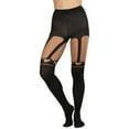 thumbnail image 4 of ToBeInStyle Women's Faux Suspender Design Spandex Pantyhose - Queen Of Hearts Look - Black - One Size, 4 of 5