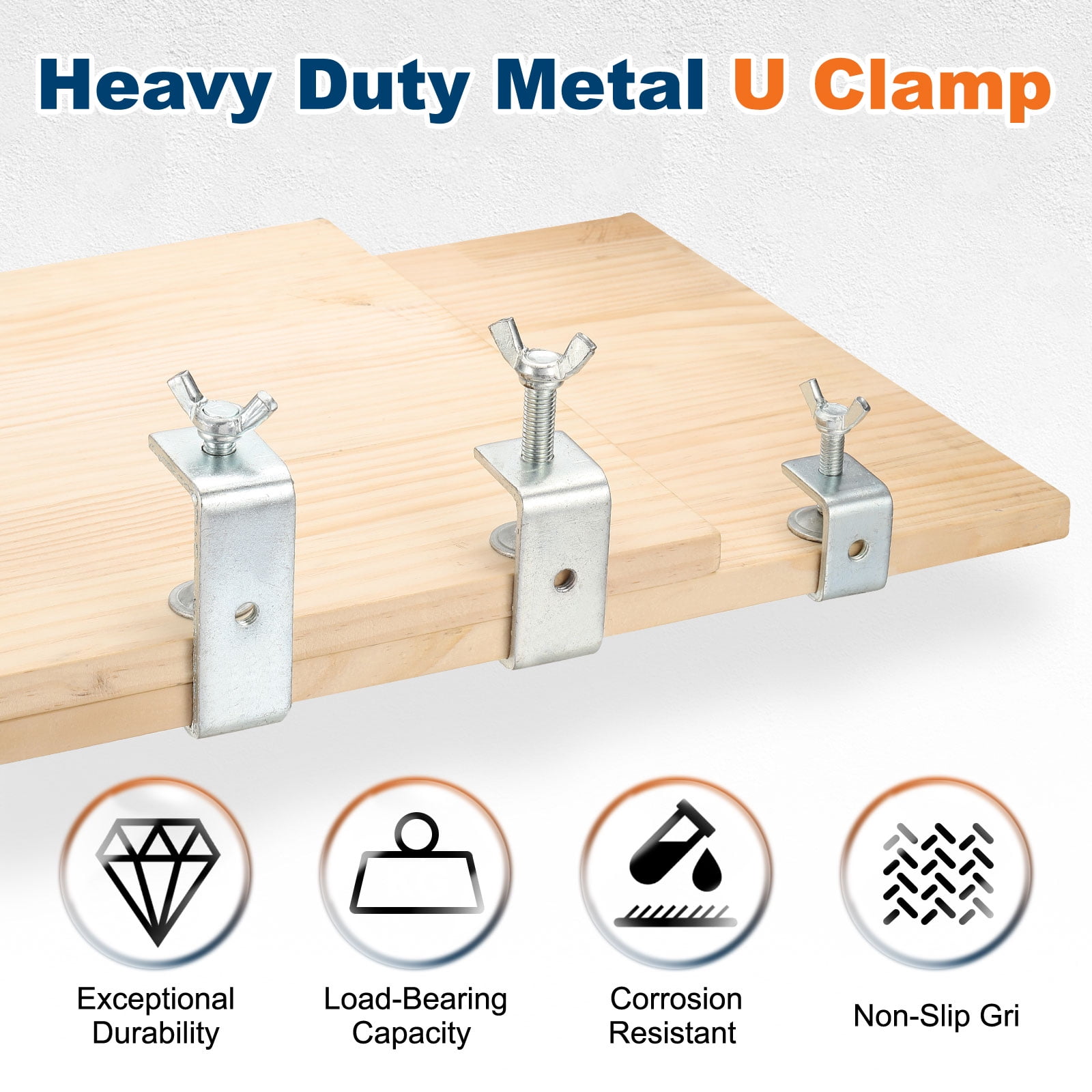 Uxcell 2Pcs Carbon Steel C Clamps 130mm Square Mini Tiger Clamp Heavy Duty U Clip for Woodworking Welding Silver