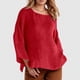 thumbnail image 2 of Camiseta de manga larga y cuello redondo de color liso para mujer: estilo informal y holgado, tejido de poliéster para los días más frescos., 2 of 5