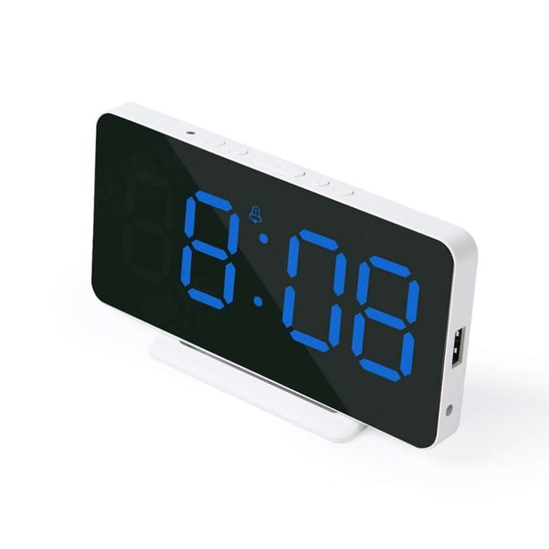 Alarma digital LED hogar electrónico pantalla grande Snooze reloj de mesa modo de atenuación pantalla ajustable relojes de despertador dispositivos azul Inevent HA039000-04B