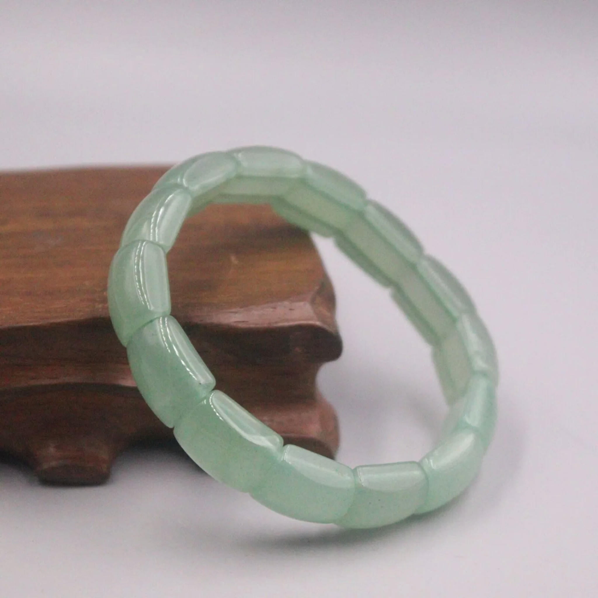 HOOUN Natural Jade Aventurine Women 12mm Width Long Square Beaded Elastic Bracelet