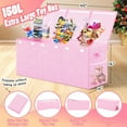 thumbnail image 2 of Extra Large Toy Box, Collapsible Storage Organizer Bins with Lids, Sturdy Big Toy Chest Boxes Baskets for Kids, Boys, Girls, Nursery, Playroom, Living Room, Bedroom, 40"x14"x16", Pink, 2 of 10
