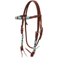 Horse Western Turquoise Rawhide Browband Show Tack Bridle 78197HB1