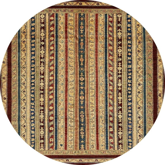 Ahgly Company Indoor Round Abstract Red Abstract Area Rugs, 8' Round