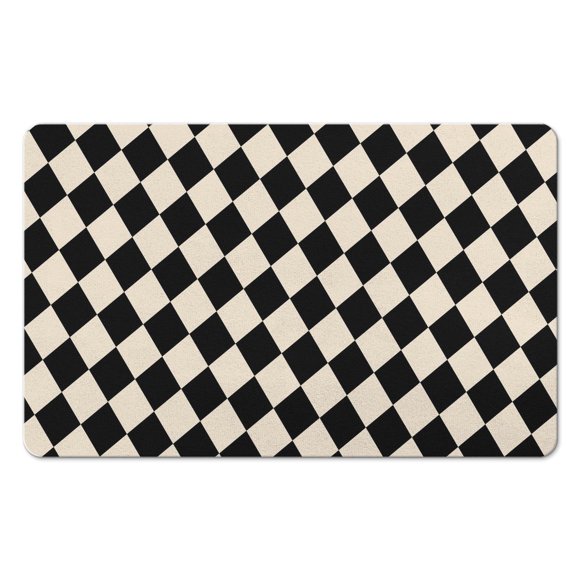 20x32in Luxury Checkered Grid Bathroom Rug: Classic Checkerboard, Extra Soft & Highly Absorbent Microfiber Bath Rugs, Non-Slip Bath Carpet for Bathroom
