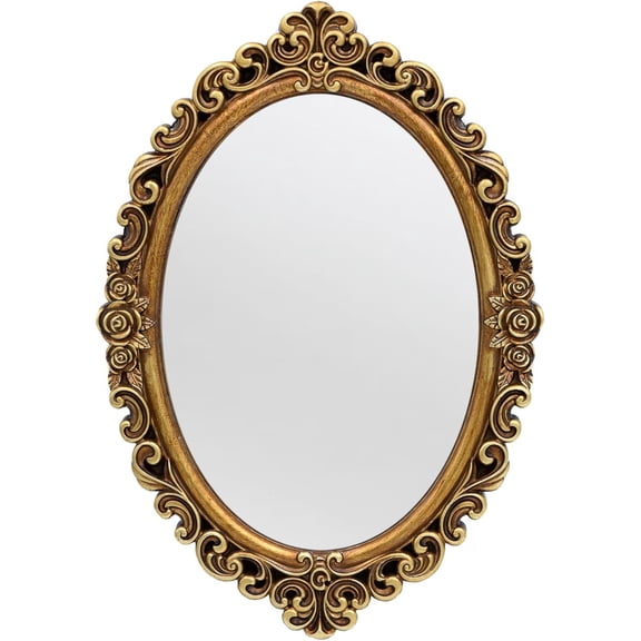 Small Oval Wall Mirror Frame Size:15 x 10.7 inch | Mirrors for Bedroom Living-Room Dresser Decor