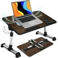thumbnail image 1 of Grand Bureau de Lit pour Ordinateur Portable, Table de Lit Réglable avec Ventilateur de Refroidissement USB, Hauteur et Angle Réglables pour le Travail, Marron (23.6 Po X 12.9 Po), 1 of 7