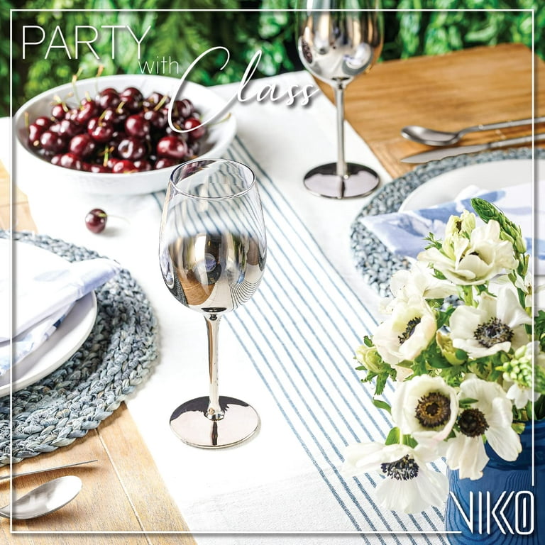 Vikko Dcor Silver Wine Glasses: 11 Oz Fancy Wine Glasses With Stem For Red  And White Wine- Thick And Durable Wine Glass- Dishwasher Safe - Great For