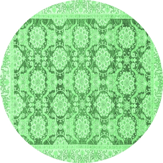 Ahgly Company Indoor Round Oriental Emerald Green Traditional Area Rugs, 3' Round