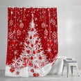 thumbnail image 3 of Shower Curtains for Bathroom, Red Christmas Tree Waterproof Fabric Shower Curtain, Balls Xmas Snowflake Winter Decorative Bathroom Curtain for Bathtub, 66"x72", No Hooks Included, 3 of 9