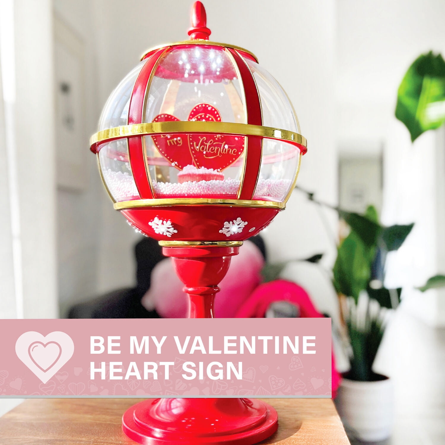 Fraser Hill Farm 23-In. Musical Snowy Tabletop Valentine's Day Lantern, FSTHEART023A-RD