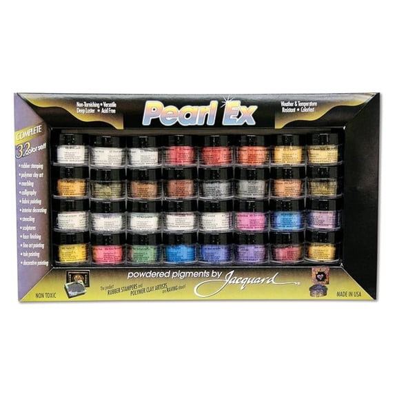 Pearl Ex Pigment 32 Color Set Powder for Epoxy Resin, Watercolors, Calligraphy & Clay