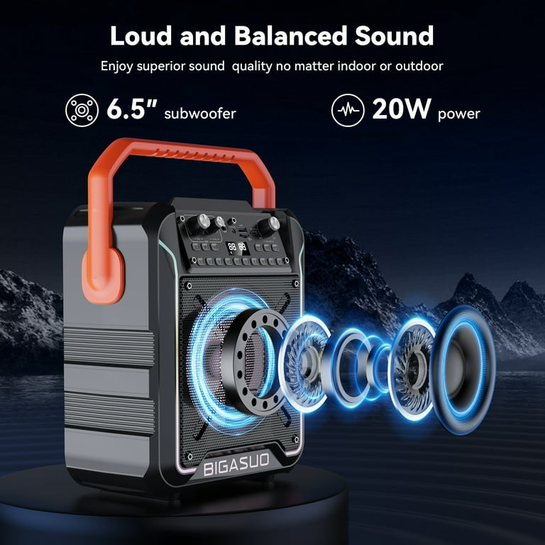 BIGASUO Bluetooth Karaoke Machine, Portable Party Speaker Karaoke