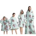 thumbnail image 1 of Manta de franela de gran tamaño con mangas, Sudadera con capucha cálida de invierno, jersey de lana gigante para niños y mujeres, manta con capucha para TV, 1 of 4