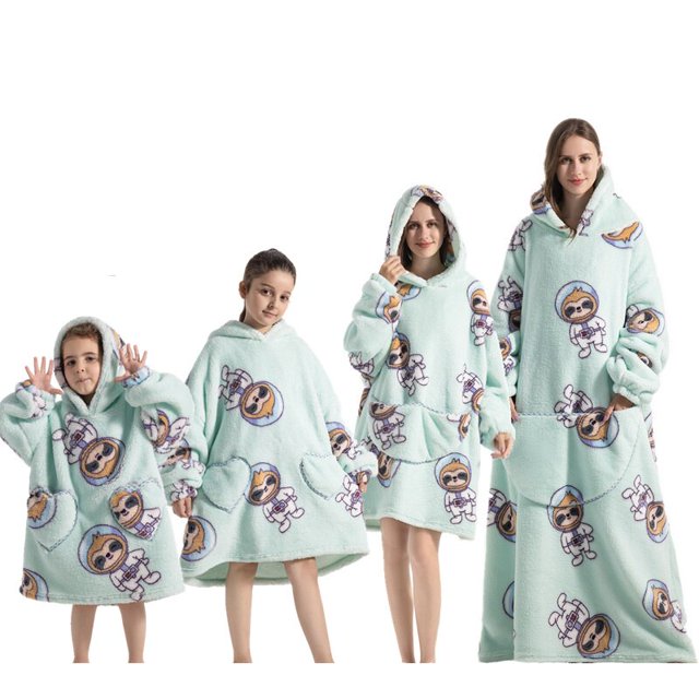 Manta de franela de gran tamaño con mangas, Sudadera con capucha cálida de invierno, jersey de lana gigante para niños y mujeres, manta con capucha para TV