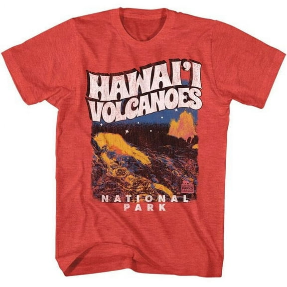 National Parks Hawaii Volcanoes Red Heather Adult T-Shirt M