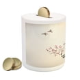 thumbnail image 2 of Floral Piggy Bank, Classic Paint Style Art Flower Branches Blossom and Flying Birds Pattern, Ceramic Coin Bank Money Box for Cash Saving, 3.6" X 3.2", Grey White, by Ambesonne, 2 of 4