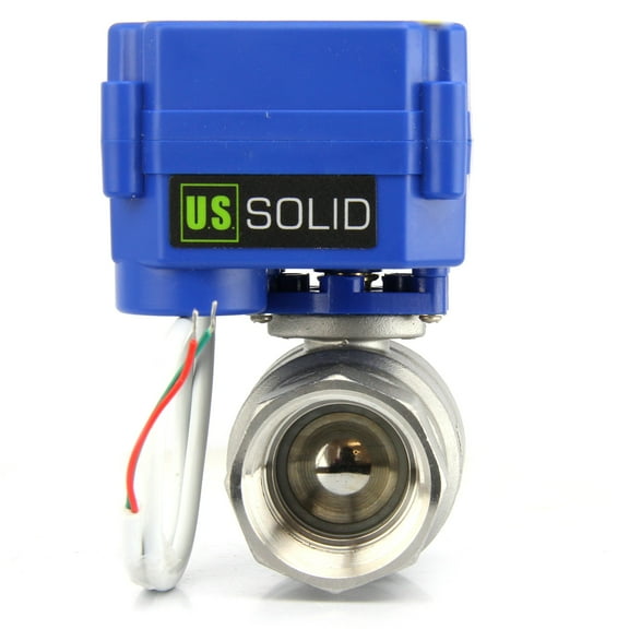 U. S. Solid IP65 Motorized Ball Valve 1 in NPT Full Port Stainless Steel DC 9-24V 2 Wire Reverse Polarity Wiring Normally Closed Blue Casing